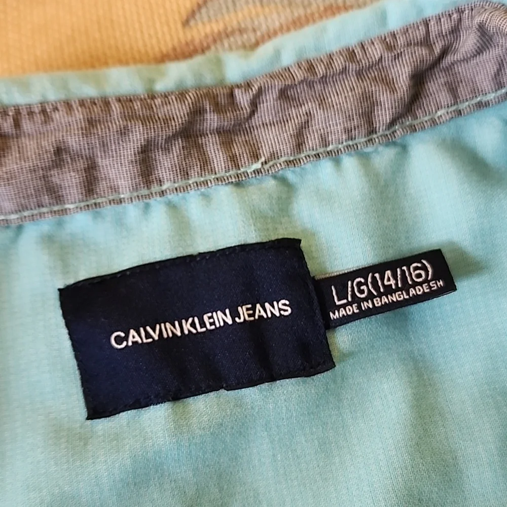 Calvin Klein Boys Button Down Shirt Teal Size Large